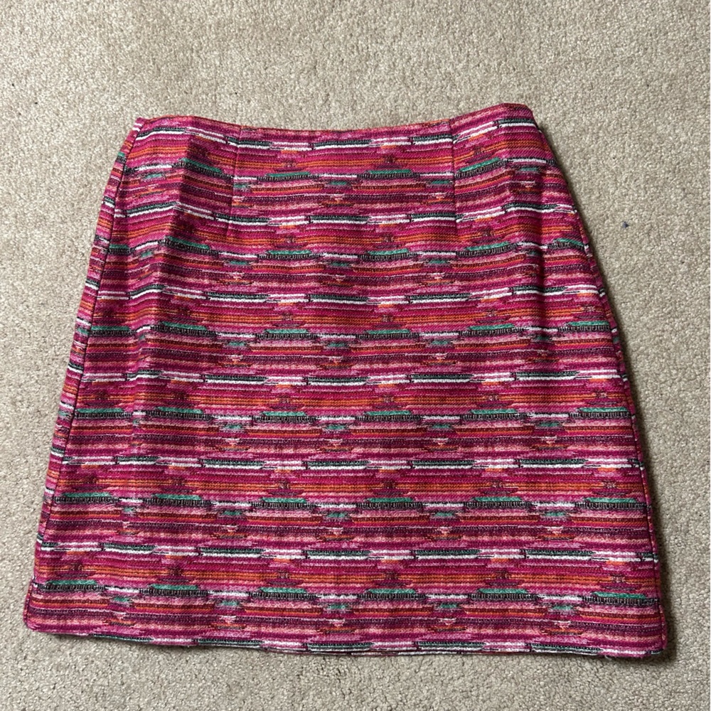 Loft Pink-Patterned Lined Skirt Size 4